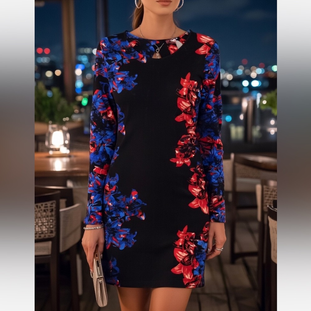 Parker Mariel Cut Out Back Bodycon Long Sleeves Dress sz M
